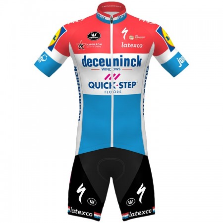 Set Fietsshirt + Korte Koersbroek 2020 Quick-Step Floors Luxemburgs kampioenschap N001
